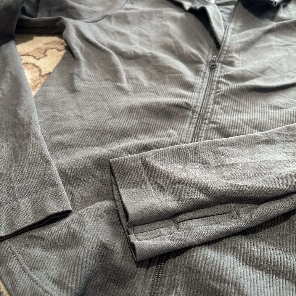 OTOS New York Gray Ribbed Zip Front Active Jacket Size 1X Plus - Picture 4 of 5